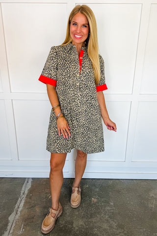 Red Carpet Leopard Shift Dress in Leopard