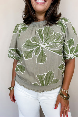 The Wildflower Whimsy Olive Top