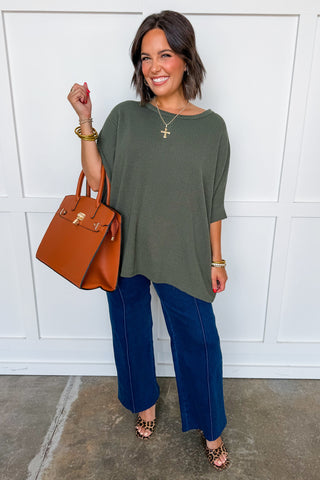 Dear Scarlett Essential Ribbed Top in Olive