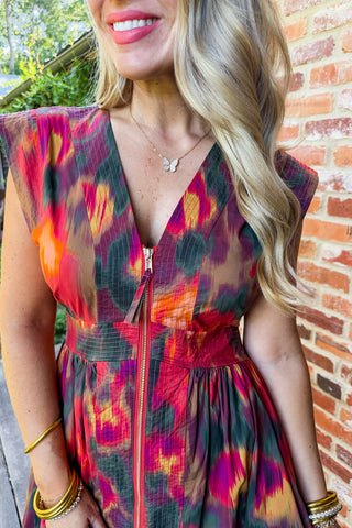 The Krissy Zip-Up Midi Dress in Rust