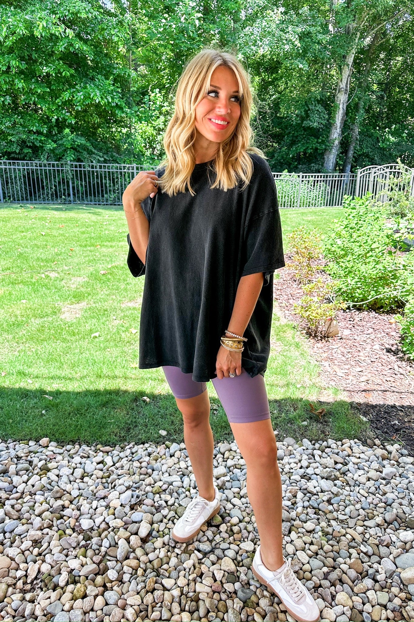 Mineral Wash Staple Oversized Tee in Black
