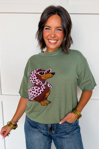 Little Diva Dachshund Knit Top