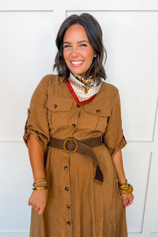 The Prescott Belted Midi Dress
