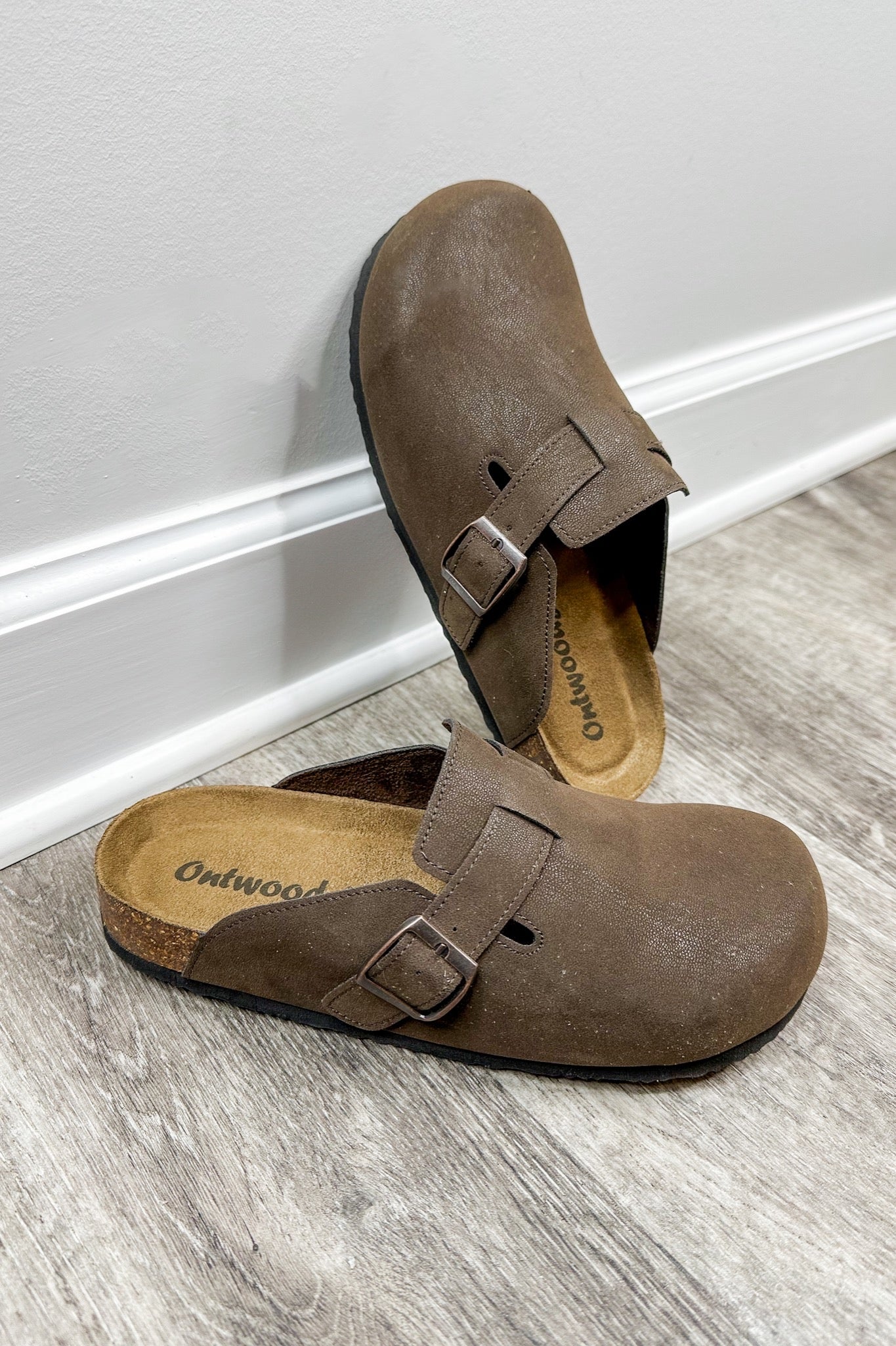 The Bria Slip On Flat Clog Mule in Chocolate Brown