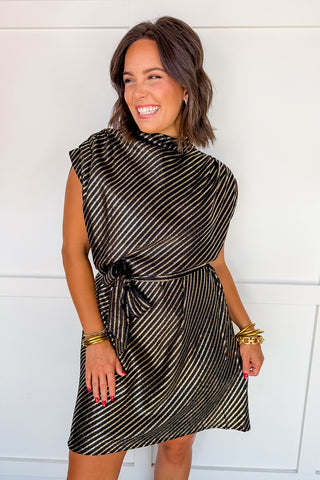 A Little Luxe Metallic Dress in Black