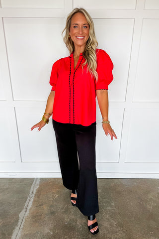 The Elaine Top in Red/black by Mary Square