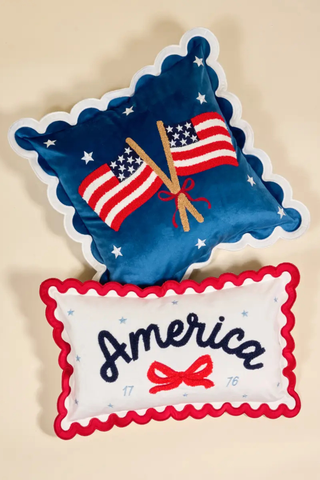 America Scalloped Rectangle Throw Pillow