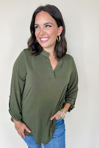 Dear Scarlett Lizzy Top In Solid Olive