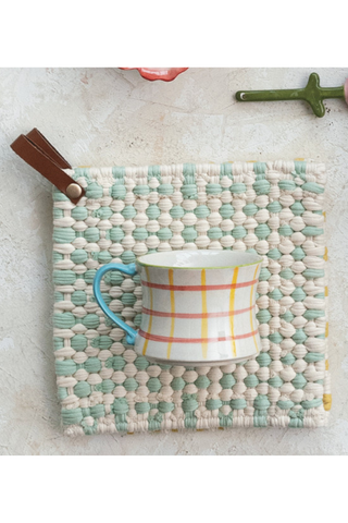 Pastel Garden Hand-Painted Stoneware Mug in Golden Orchard Stripe