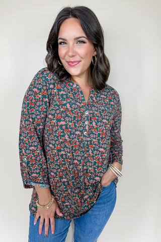 Dear Scarlett Liz Luxe Top in Hunter Green