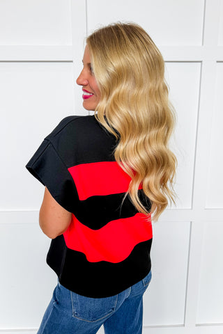 Kickoff Color Block Top in Black & Red