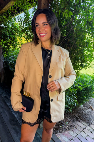 Boyfriend Cut Oversized Blazer in Camel