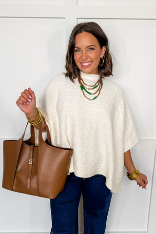 Cable Knit Poncho Sweater