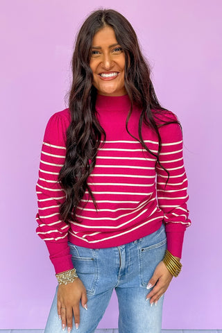 Stripe Magenta Sweater