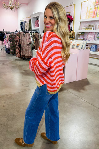 Sunset Stripe V-neck Sweater