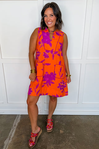 Island Bloom Pocketed Shift Dress