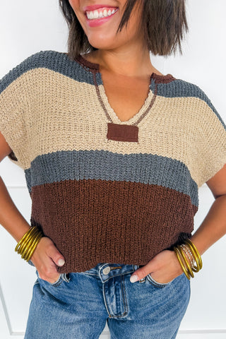 Mocha Mood Color Block Knit Top