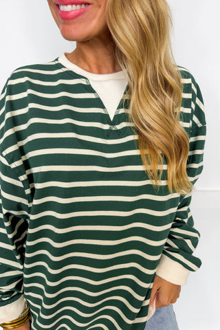 Favorite Stripe Pullover in Green & Cream