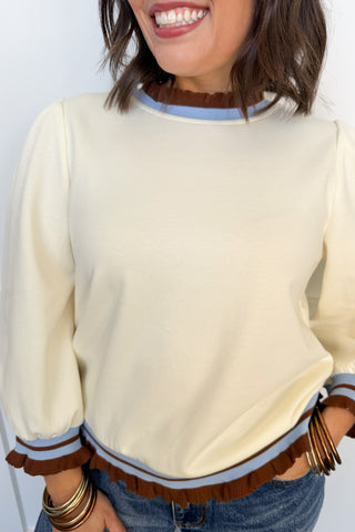Ruffle Ready Trim Top in Cream