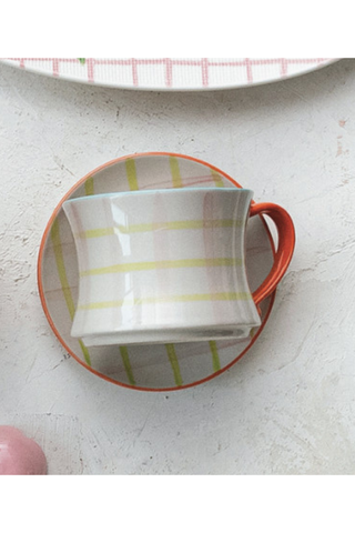 Pastel Garden Hand-Painted Stoneware Mug in Sunrise Stripe
