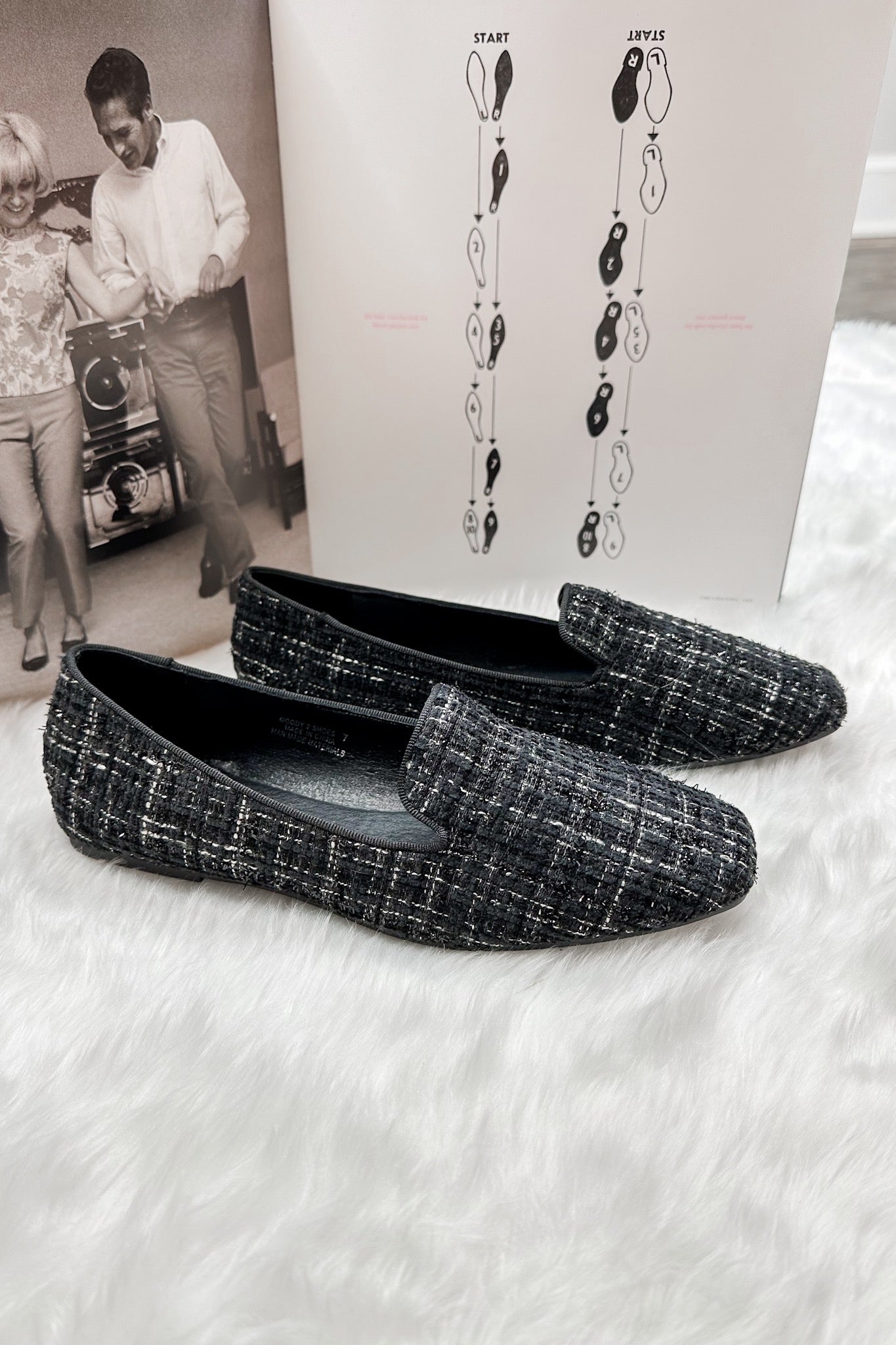 Plaid Tweed Goody Two Shoes Corkys Loafer Flat in Black