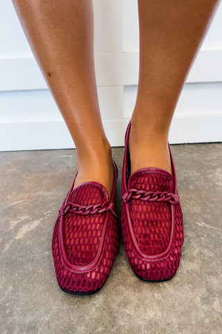 The Bailee Burgundy Mesh Loafers by Mia