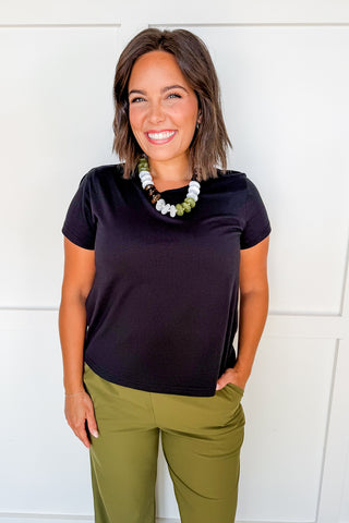 The Everyday Essential Built-in Bra Tee in Black