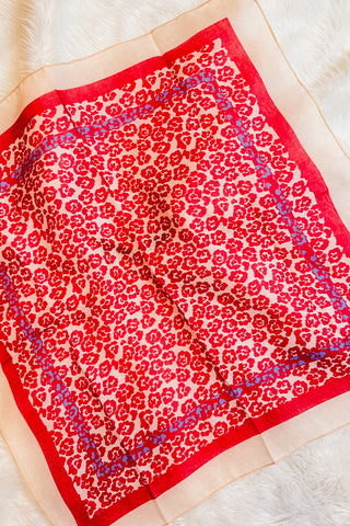 Red & Peach Cheetah Print Bandana Scarf