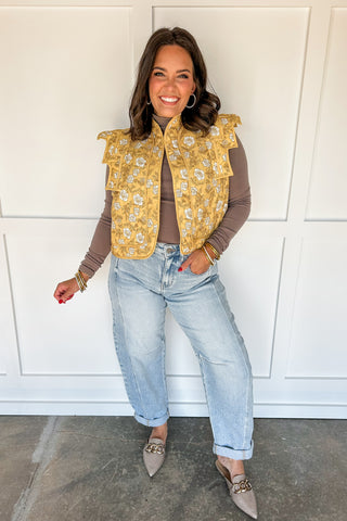 Cottage Garden Yellow Printed Vest