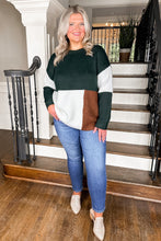 Load image into Gallery viewer, Ribbed Color Block Sweater in Green/Rust