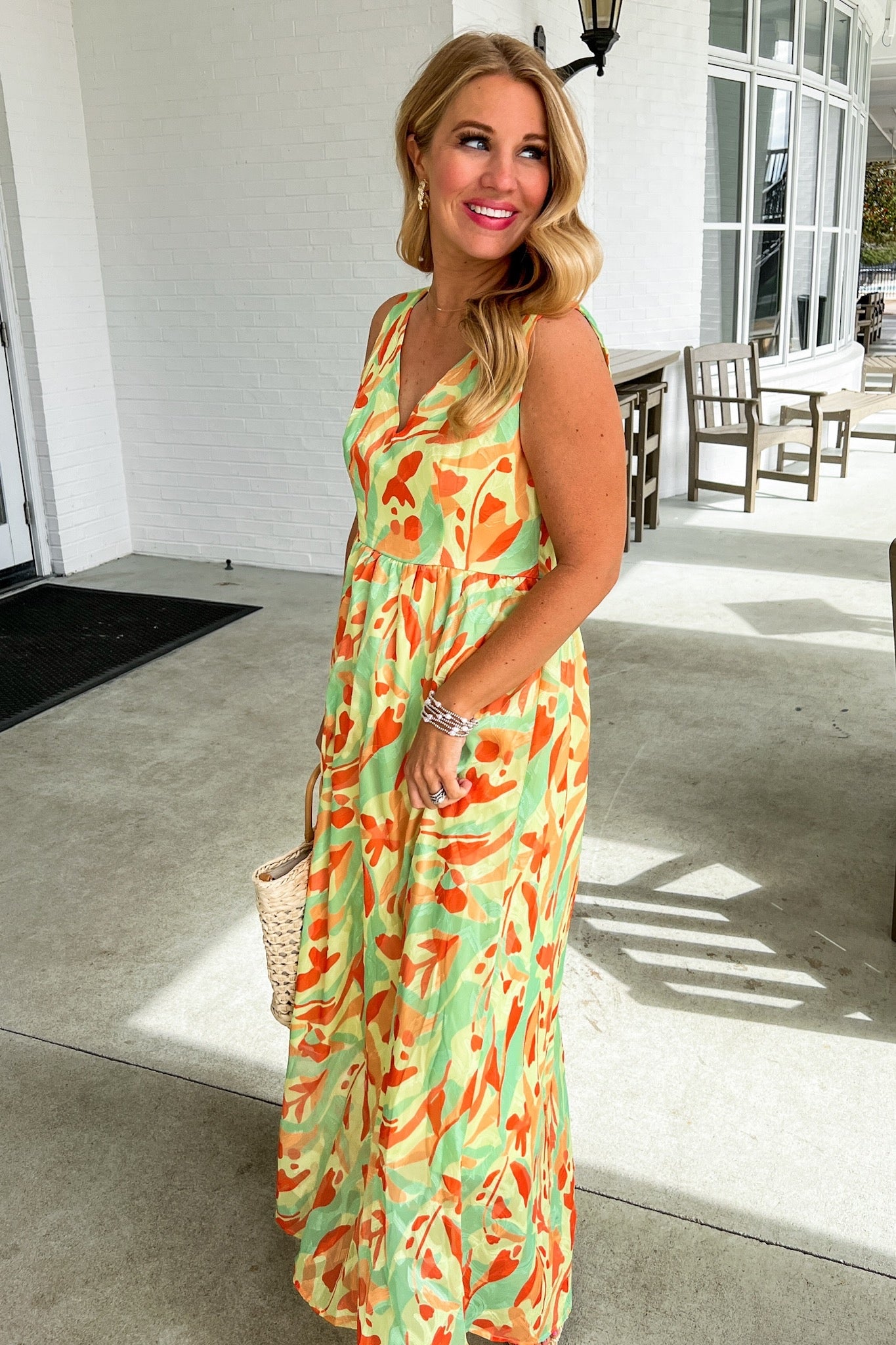 Tropical Abstract Elevated Shift Maxi Dress