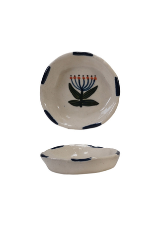 Petite Garden Hand-Painted Stoneware Mini Dish in Midnight Bloom