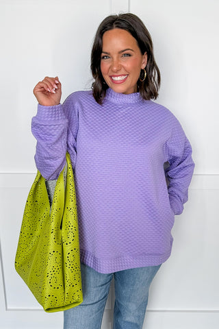 Hot Pink Deal - Cozy Mock Neck Top in Lavender