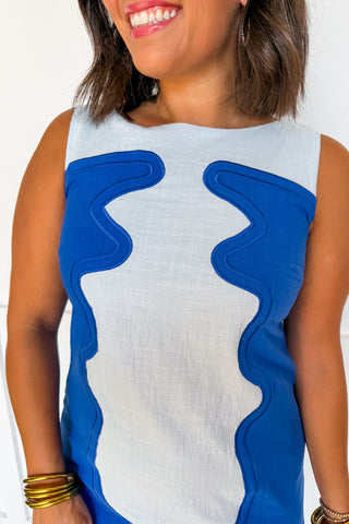 The Presley Color Pop Shift Dress in Royal Blue