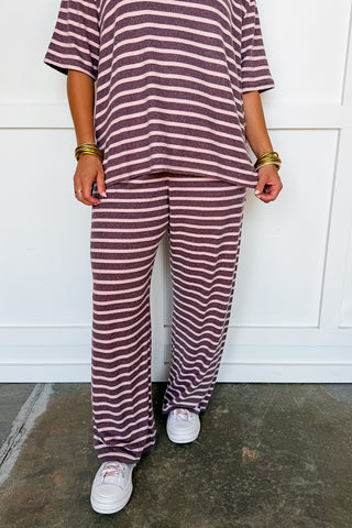 Slow Morning Striped Lounge Set in Mauve