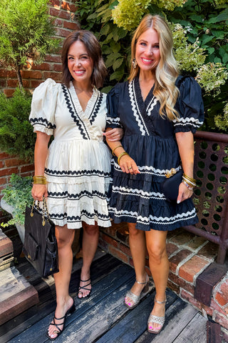 Wrapped Ric Rac Tiered Dress in Egggshell