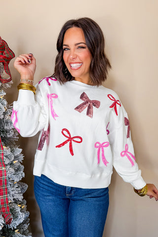The Millie Sequin Bow Sweatshirt