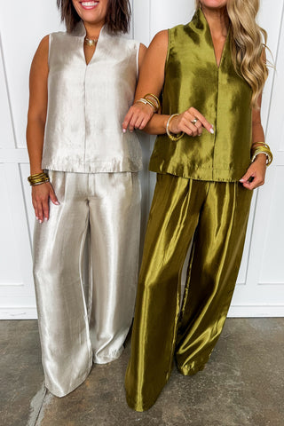 Dressed To Shine Wide Leg Pants in Champagne