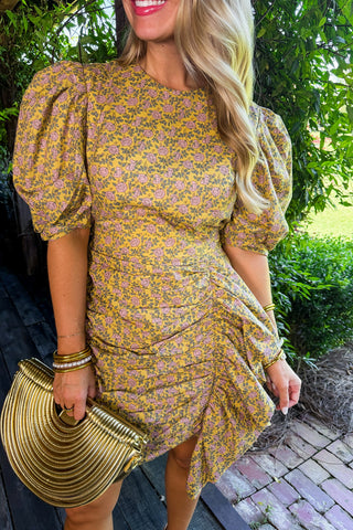Sunlit Meadow Ruched Mini Dress