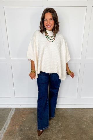 Cable Knit Poncho Sweater