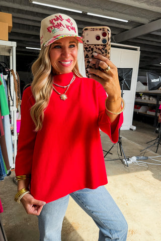 Timeless Touch Boxy Sweater in Red