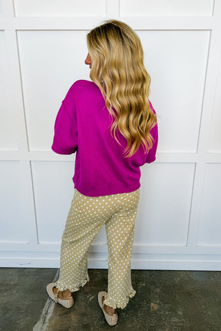 Everyday Ease Knit Top in Magenta