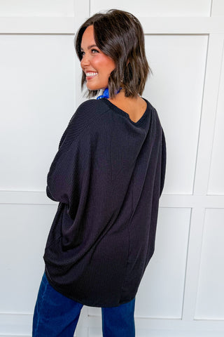 Dear Scarlett Essential Ribbed Poncho Top in Black