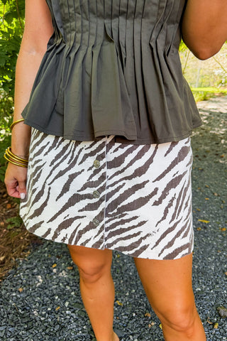 Pretty In Pleats Peplum Top in Army Green