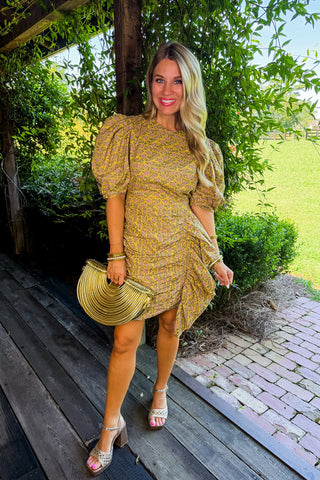 Sunlit Meadow Ruched Mini Dress