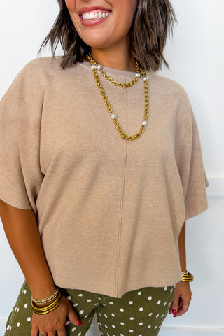 Cozy Essential Knit Top in Tan