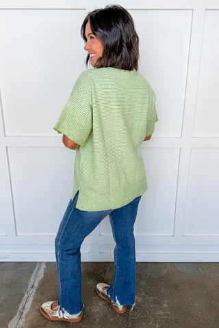 Laid Back Stripe Knit Top in Sage