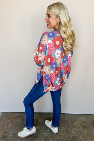Floral Multi Colored Long Sleeve Sweatshirt