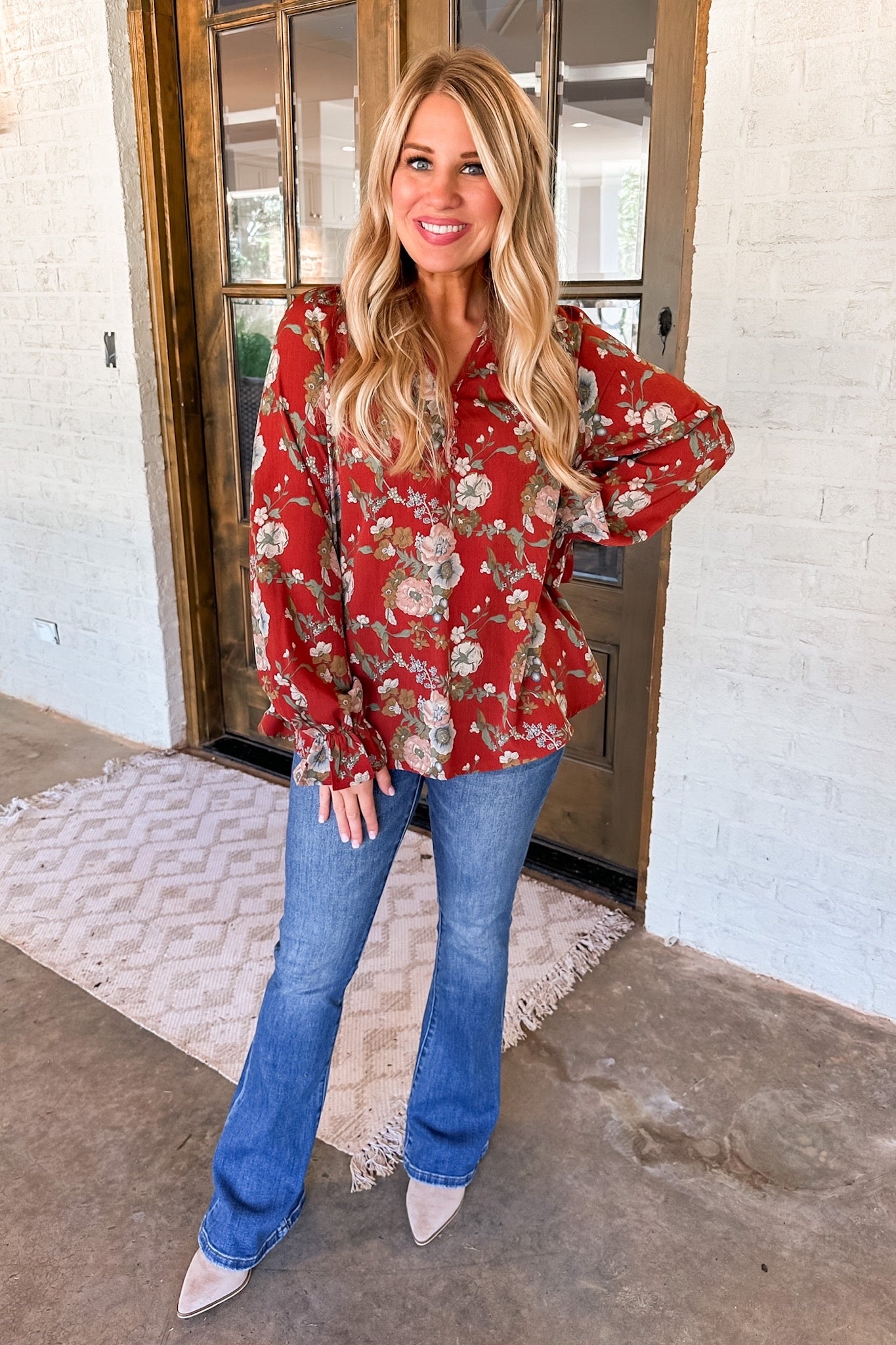 Rust Fall Floral Blouse
