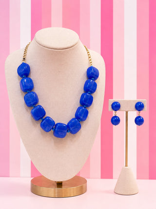 Bold & Beautiful Necklace & Earring Set in Blue